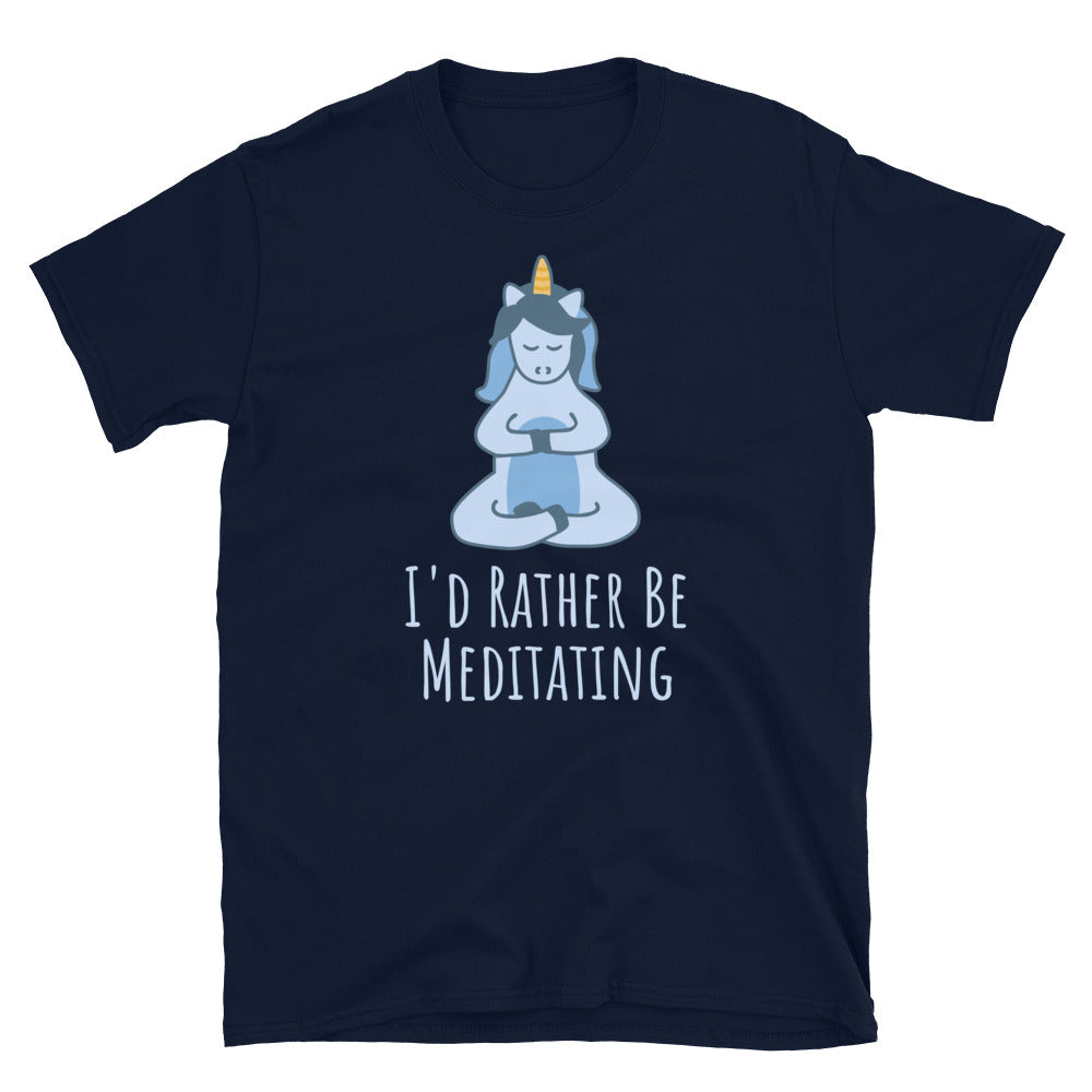 I'd Rather Be Meditating Unicorn TShirt - Navy Color - https://ascensionemporium.net