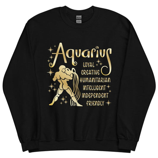 Aquarius Zodiac Positive Traits Sweatshirt - Black Color - https://ascensionemporium.net