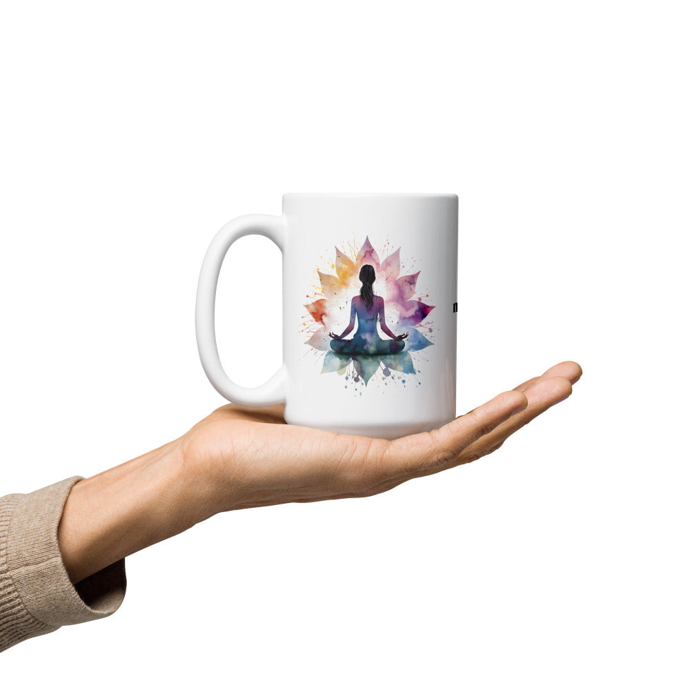 Namaste Yoga Meditation Mug - Flower Mandala - 15 oz