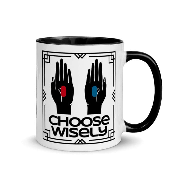 The Matrix Choose Wisely 11 oz Mug with Black Color Inside And On Handle - https://ascensionemporium.net