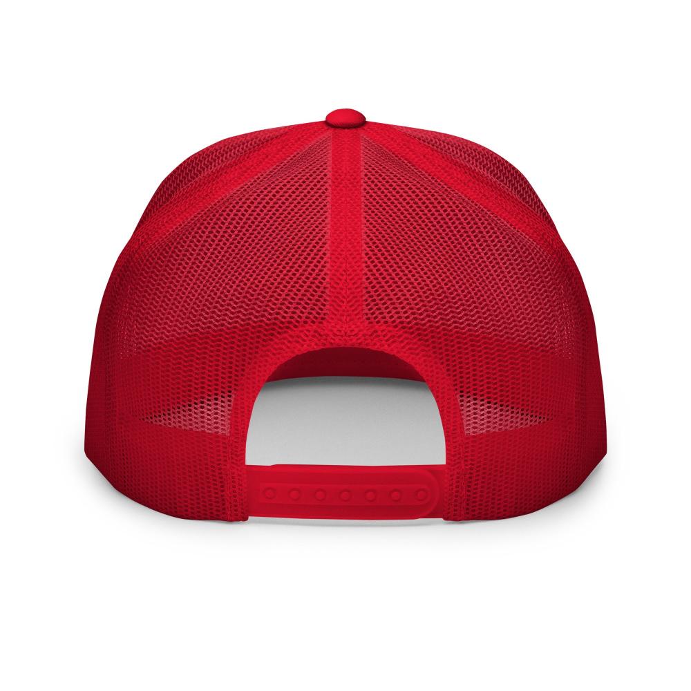 Aquarius Zodiac Embroidered Flat Bill Trucker Hat - Red/White/Red Color - https://ascensionemporium.net