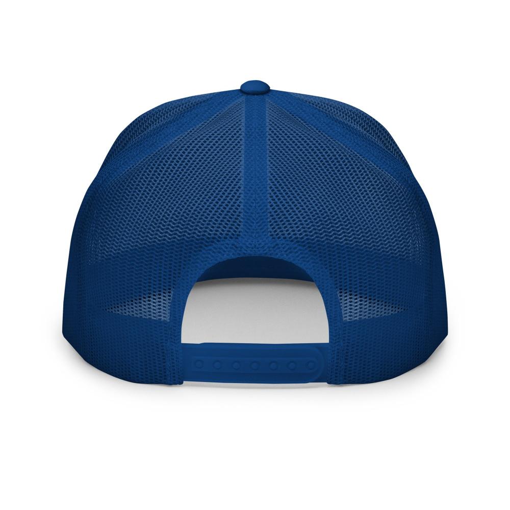 Aries Zodiac Embroidered Flat Bill Trucker Hat - Blue/White/Blue Color - https://ascensionemporium.net