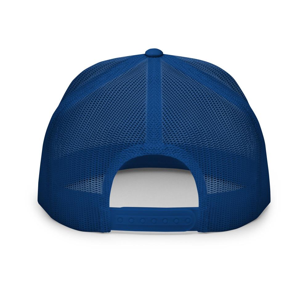 Cancer Zodiac Embroidered Flat Bill Trucker Hat - Blue/White/Blue Color - https://ascensionemporium.net