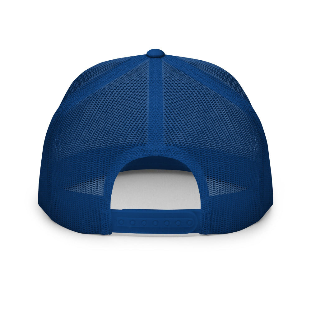 Sagittarius Zodiac Embroidered Flat Bill Trucker Hat - Royal/White/Royal Color - https://ascensionemporium.net