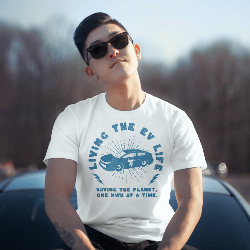 Living The EV Life TShirt - Model - https://ascensionemporium.net