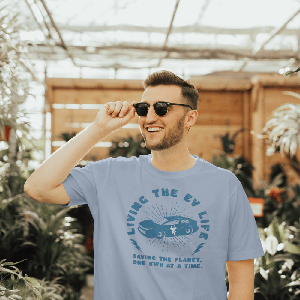 Living The EV Life TShirt - Light Blue Color - https://ascensionemporium.net