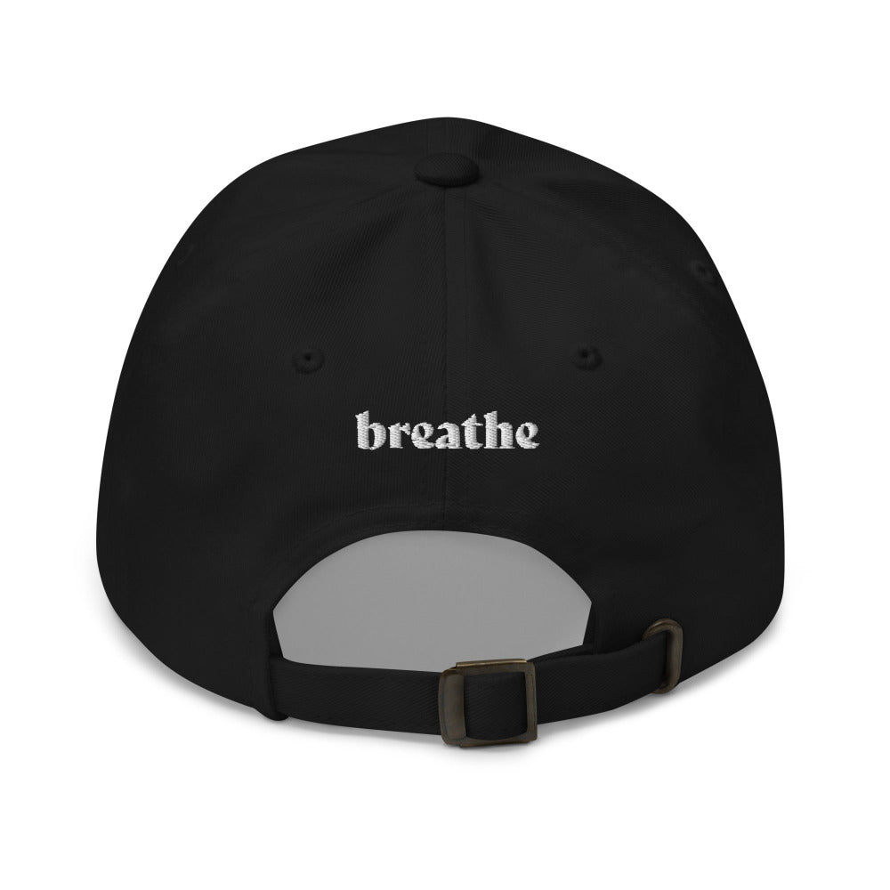 Breathe Lotus Flower Embroidered Cap - Black Color - https://ascensionemporium.net