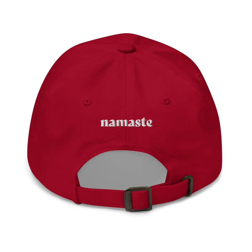 Namaste Lotus Flower Embroidered Cap - Cranberry Color - https://ascensionemporium.net