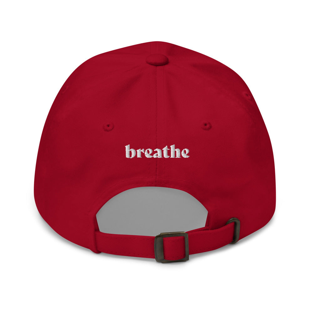 Breathe Lotus Flower Embroidered Cap - Cranberry Color - https://ascensionemporium.net