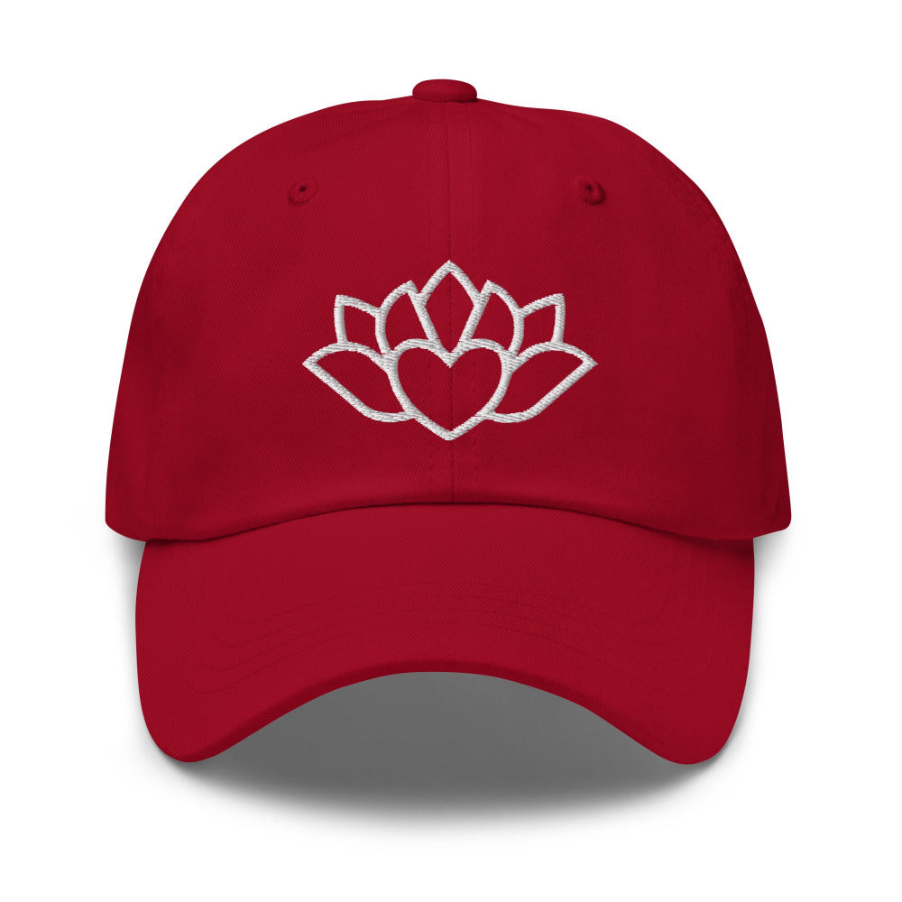 Namaste Lotus Flower Embroidered Cap - Cranberry Color - https://ascensionemporium.net