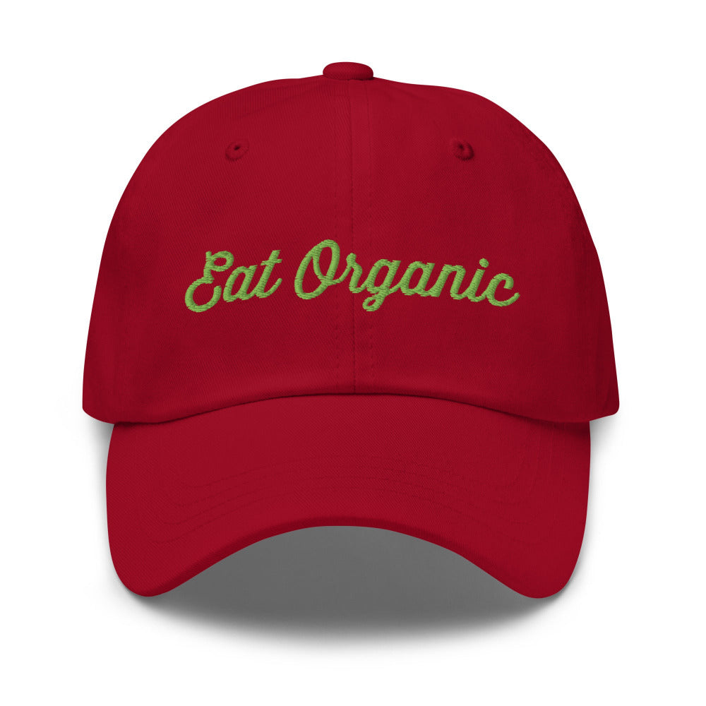 Eat Organic Cap - Cranberry Color - https://ascensionemporium.net 