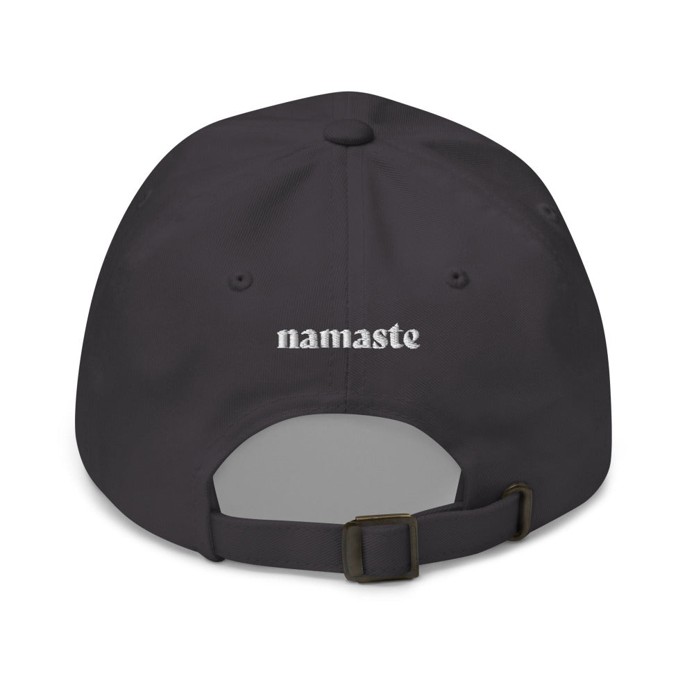 Namaste Lotus Flower Embroidered Cap - Dark Grey Color - https://ascensionemporium.net