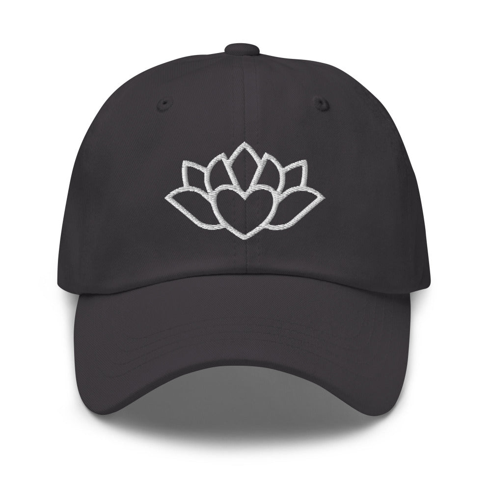 Namaste Lotus Flower Embroidered Cap - Dark Grey Color - https://ascensionemporium.net