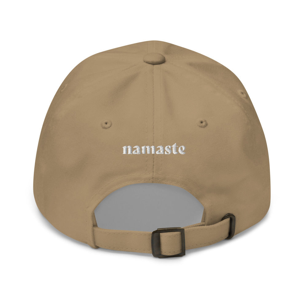 Namaste Lotus Flower Embroidered Cap - Khaki Color - https://ascensionemporium.net