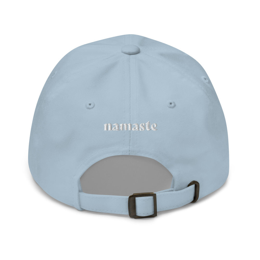 Namaste Lotus Flower Embroidered Cap - Light Blue Color - https://ascensionemporium.net