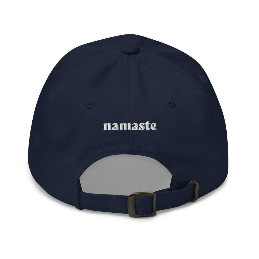 Namaste Lotus Flower Embroidered Cap - Navy Color - https://ascensionemporium.net