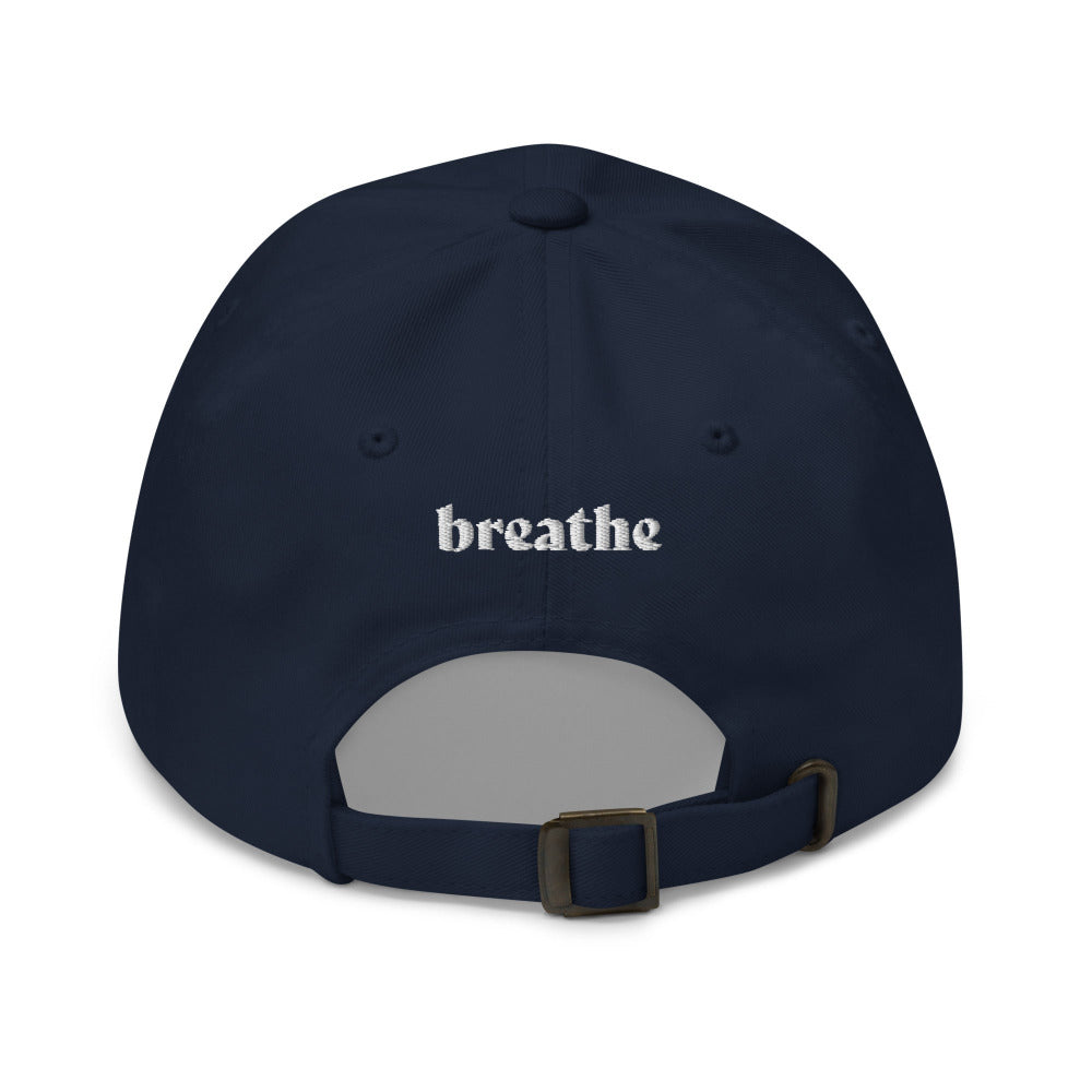 Breathe Lotus Flower Embroidered Cap - Navy Color - https://ascensionemporium.net