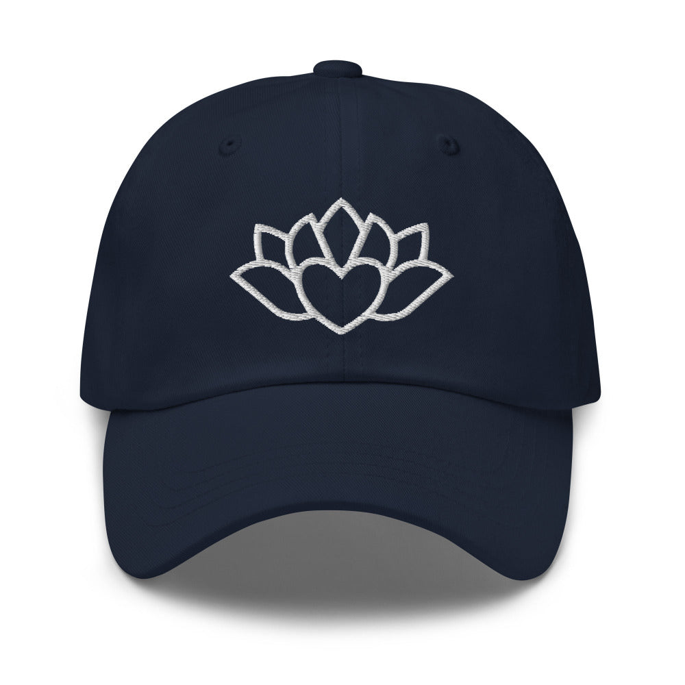 Namaste Lotus Flower Embroidered Cap - Navy Color - https://ascensionemporium.net