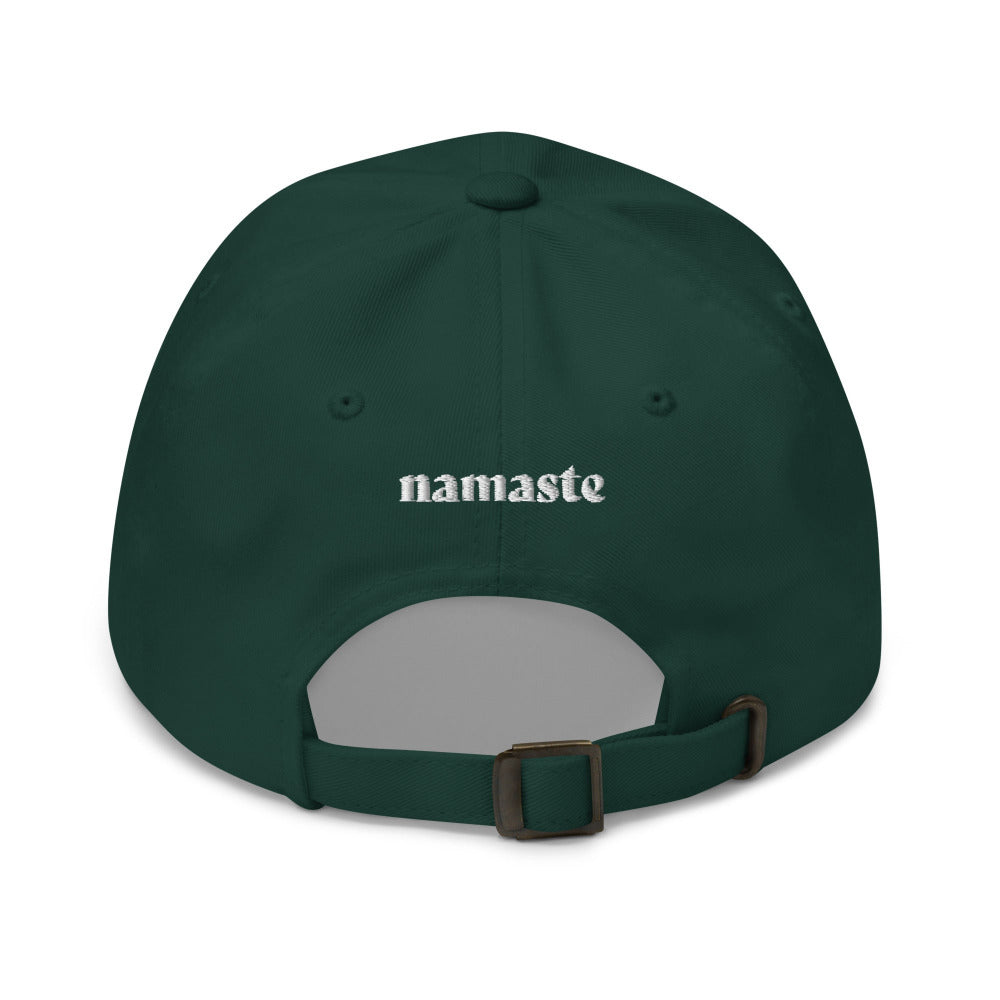 Namaste Lotus Flower Embroidered Cap - Spruce Color - https://ascensionemporium.net