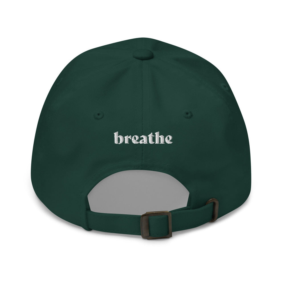 Breathe Lotus Flower Embroidered Cap - Spruce Color - https://ascensionemporium.net