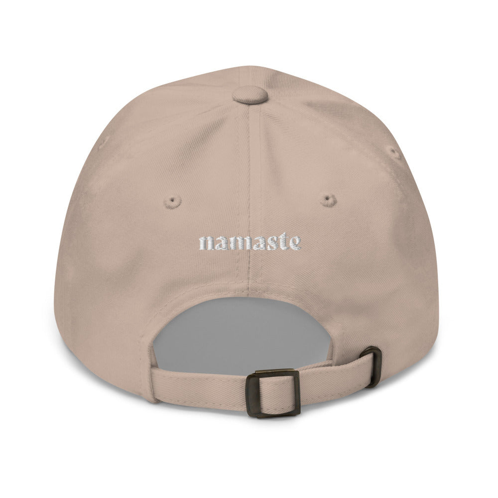 Namaste Lotus Flower Embroidered Cap - Stone Color - https://ascensionemporium.net