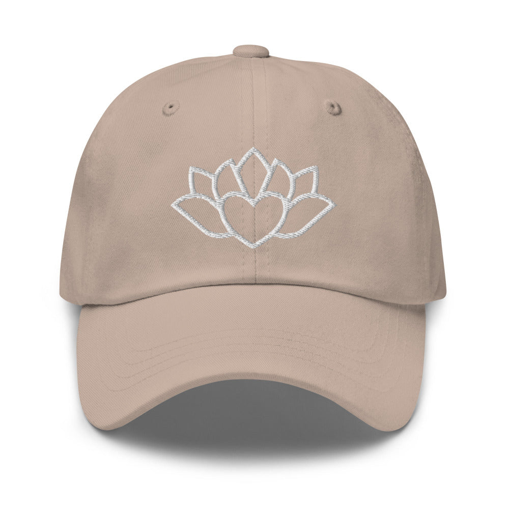 Namaste Lotus Flower Embroidered Cap - Stone Color - https://ascensionemporium.net