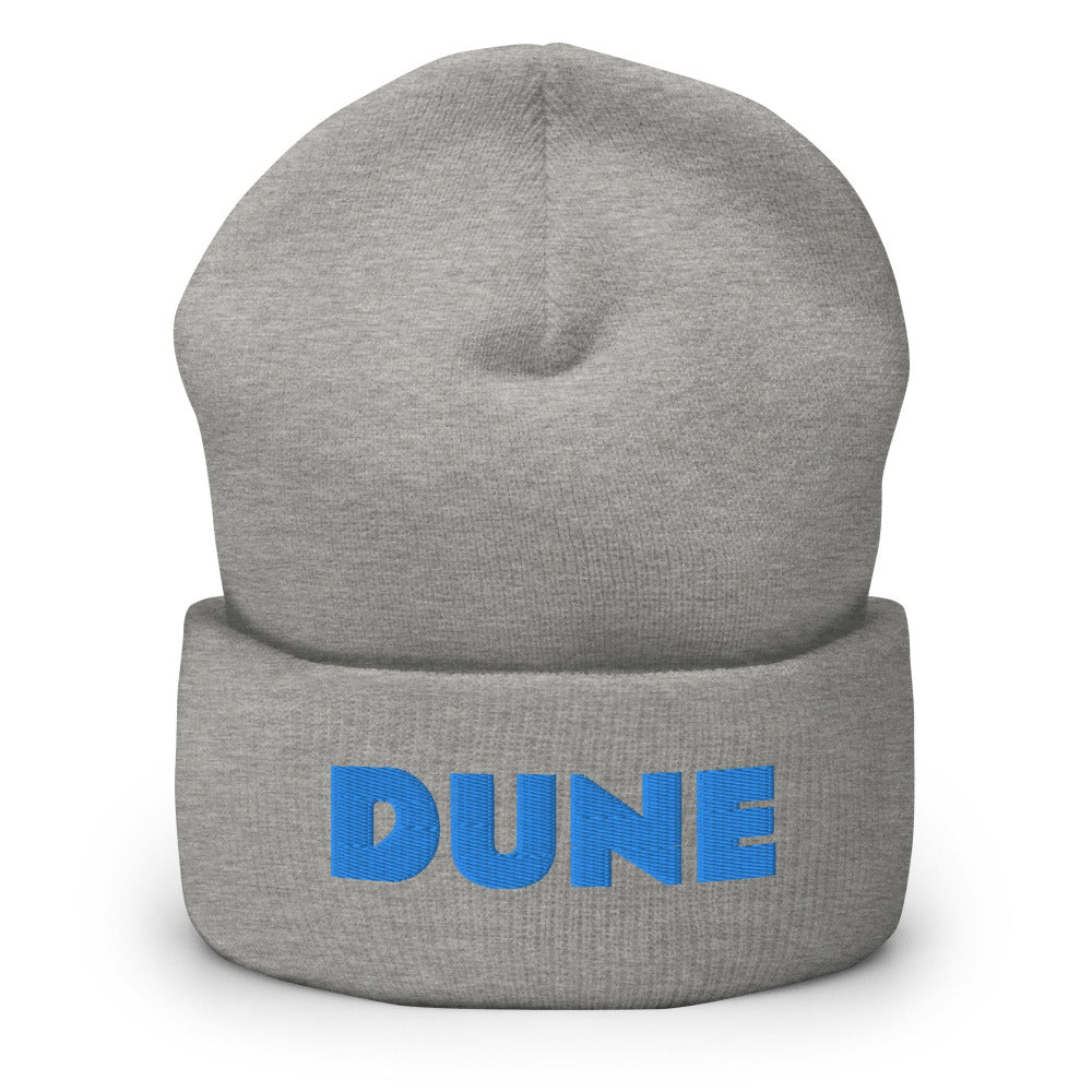 Dune Cuffed Beanie with Blue Stitch Embroidery - Heather Grey