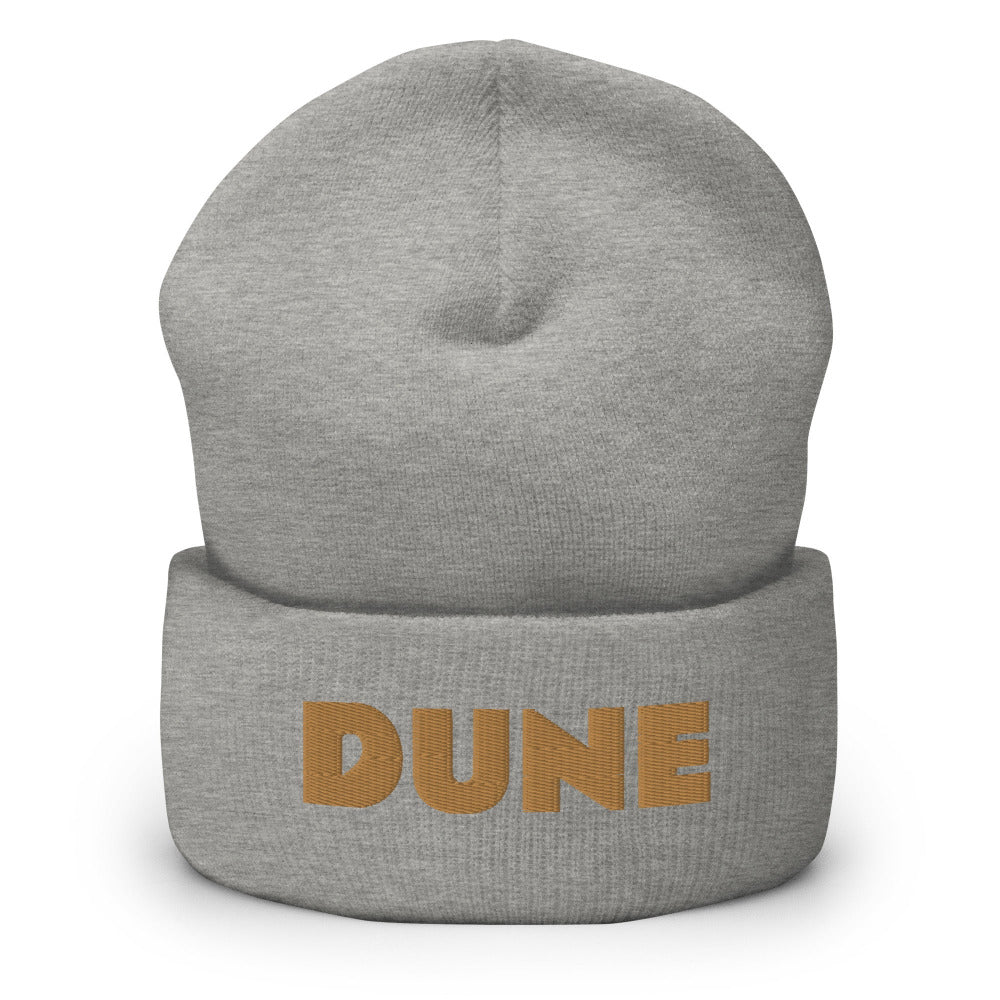 Dune Cuffed Beanie with Blue Stitch Embroidery - Heather Grey