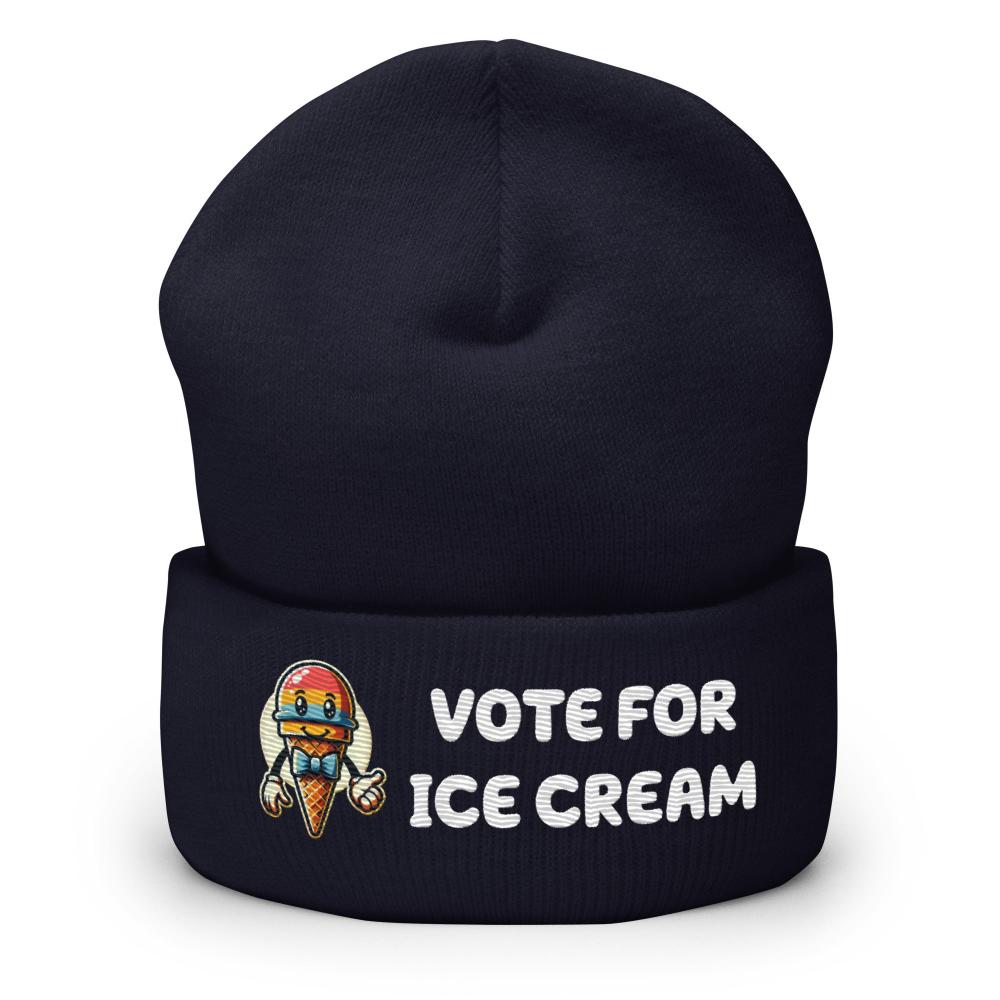 Vote For Ice Cream Cuffed Beanie - Navy Color - https://ascensionemporium.net