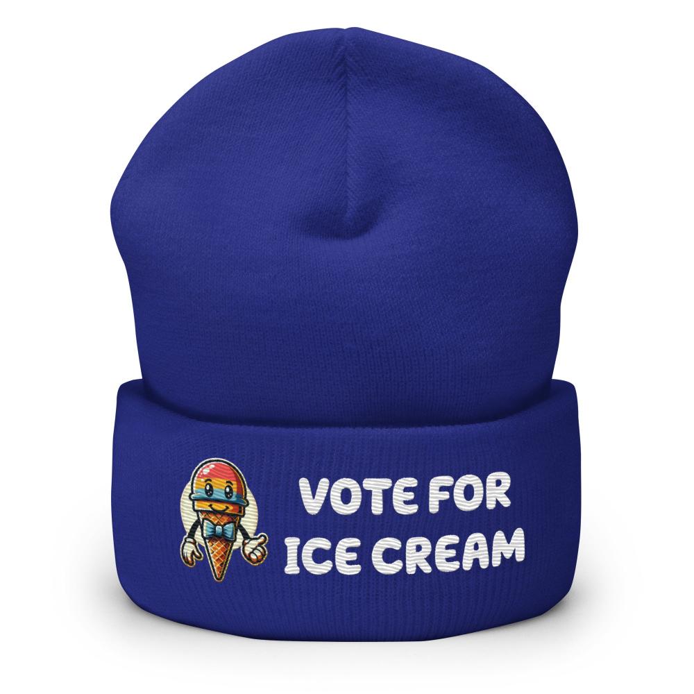 Vote For Ice Cream Cuffed Beanie - Royal Color - https://ascensionemporium.net