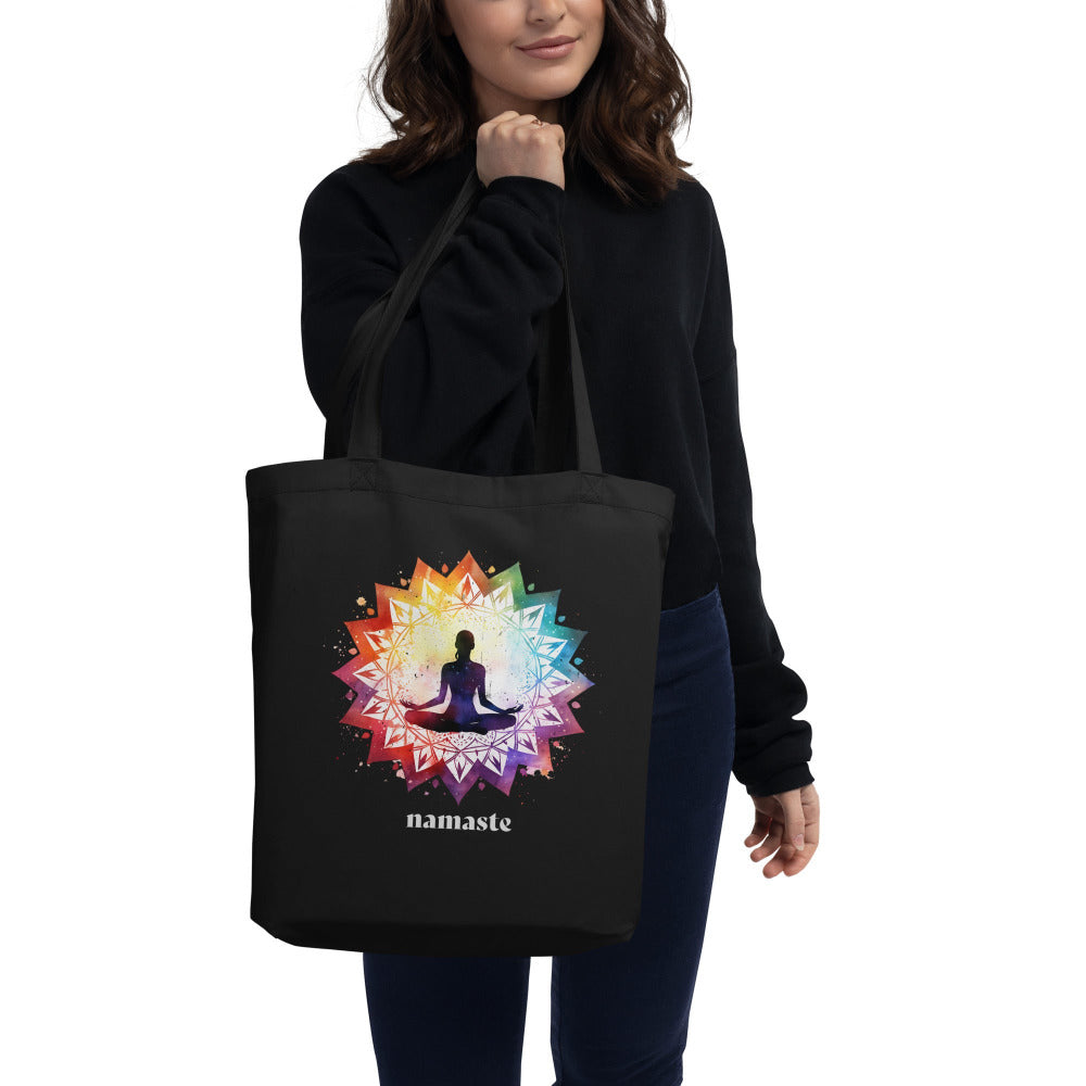 Namaste Lotus Chakra Tote Bag - Black Color - https://ascensionemporium.net