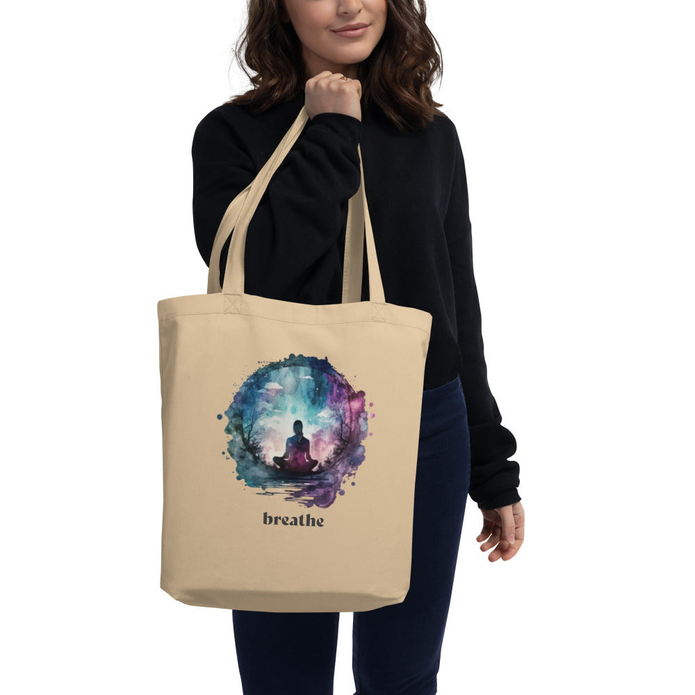 Breathe Watercolor Sphere Tote Bag - Oyster Color - https://ascensionemporium.net