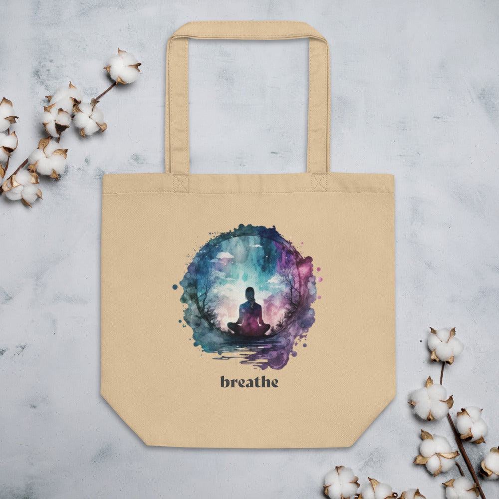 Breathe Yoga Meditation Tote Bag - Watercolor Sphere