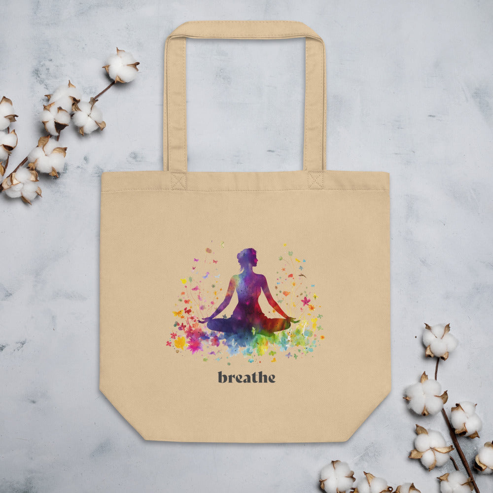 Breathe Yoga Meditation Tote Bag - Rainbow Garden