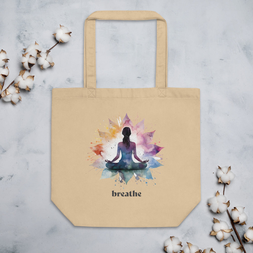 Breathe Lotus Flower Mandala Tote Bag - Oyster Color - https://ascensionemporium.net