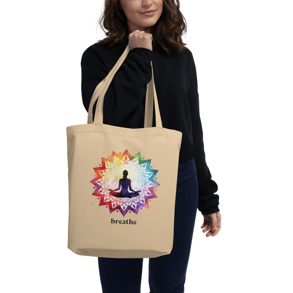 Breathe Lotus Chakra Mandala Tote Bag - Oyster Color - https://ascensionemporium.net