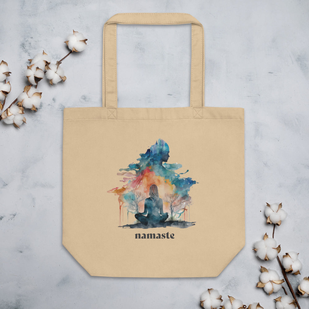 Namaste Watercolor Clouds Tote Bag - Oyster Color - https://ascensionemporium.net