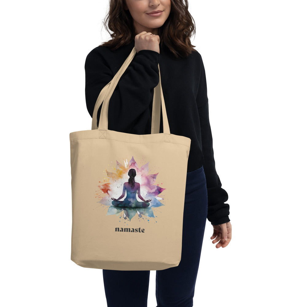 Namaste Lotus Flower Mandala Tote Bag - Oyster Color - https://ascensionemporium.net