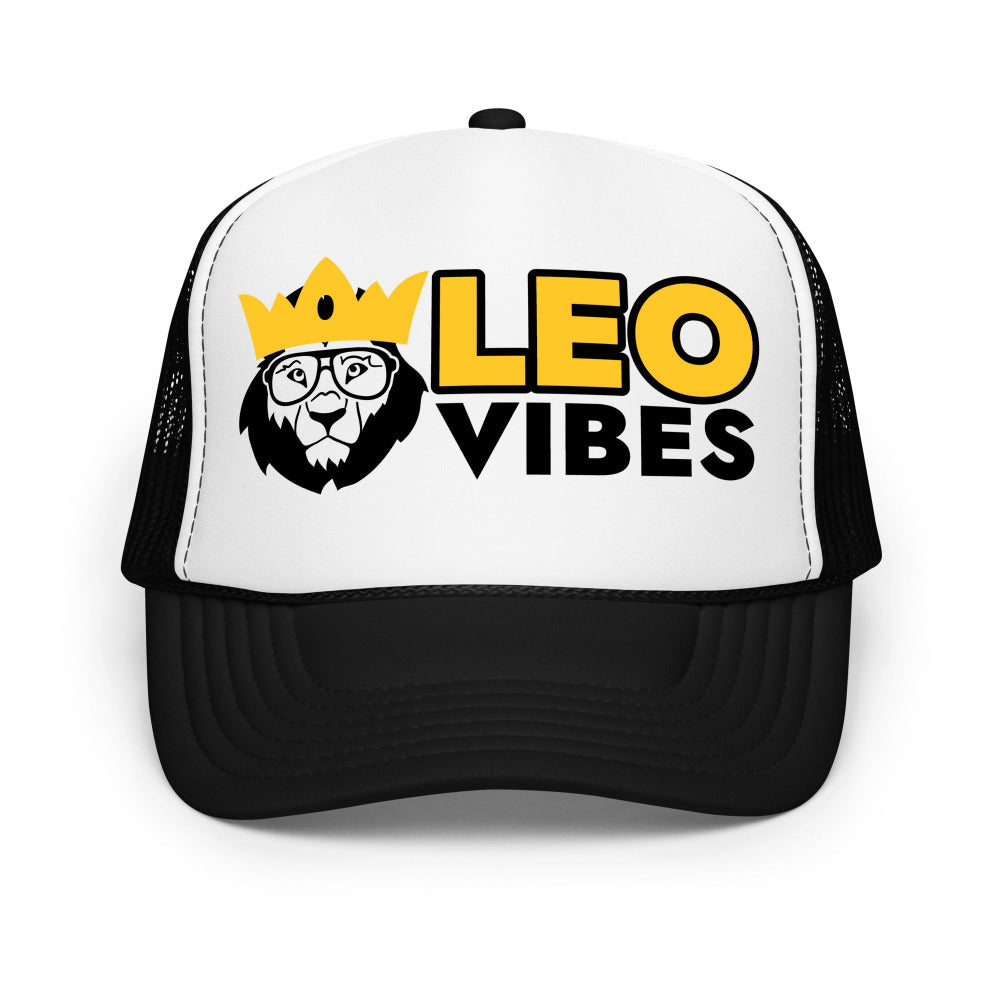 Leo Vibes Foam Trucker Hat - Black/White/Black Color - https://ascensionemporium.net