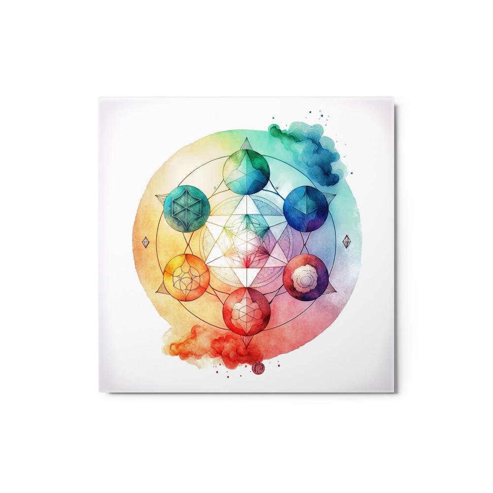 Sacred Geometry Watercolor Metal Print 3 - https://ascensionemporium.net