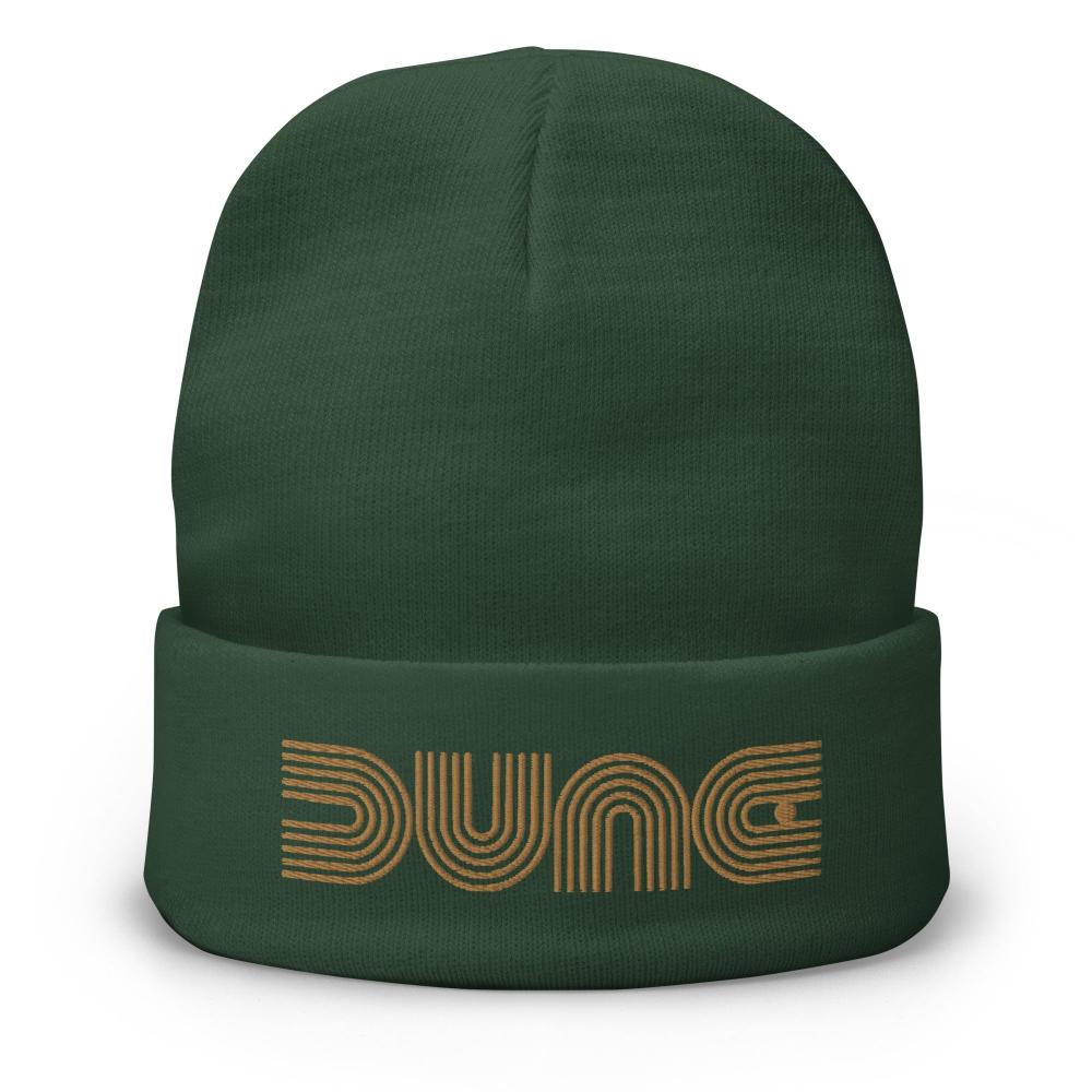 Dune Geometric Embroidered Beanie - Dark Green Color - https://ascensionemporium.net