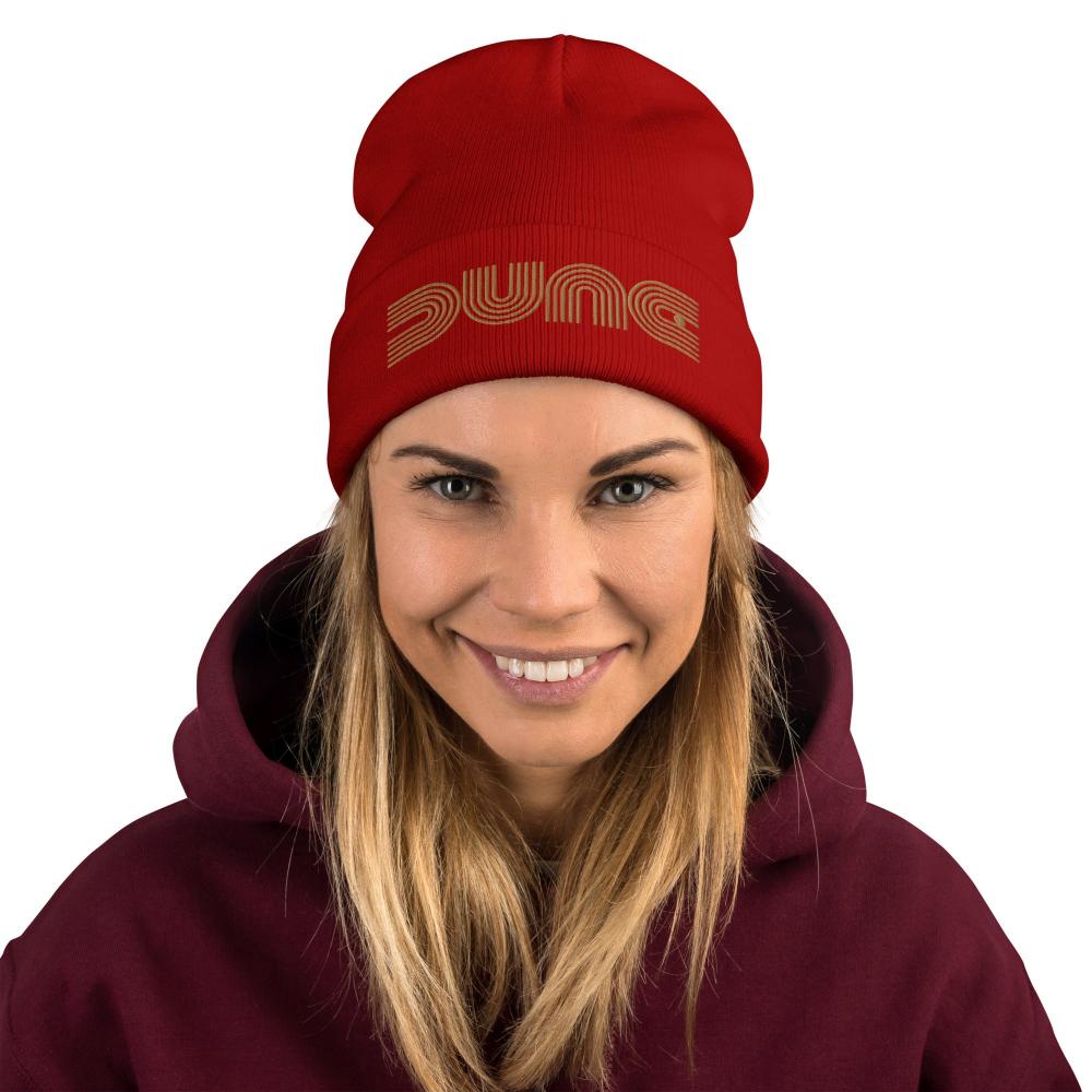 Dune Geometric Embroidered Beanie - Red Color - https://ascensionemporium.net