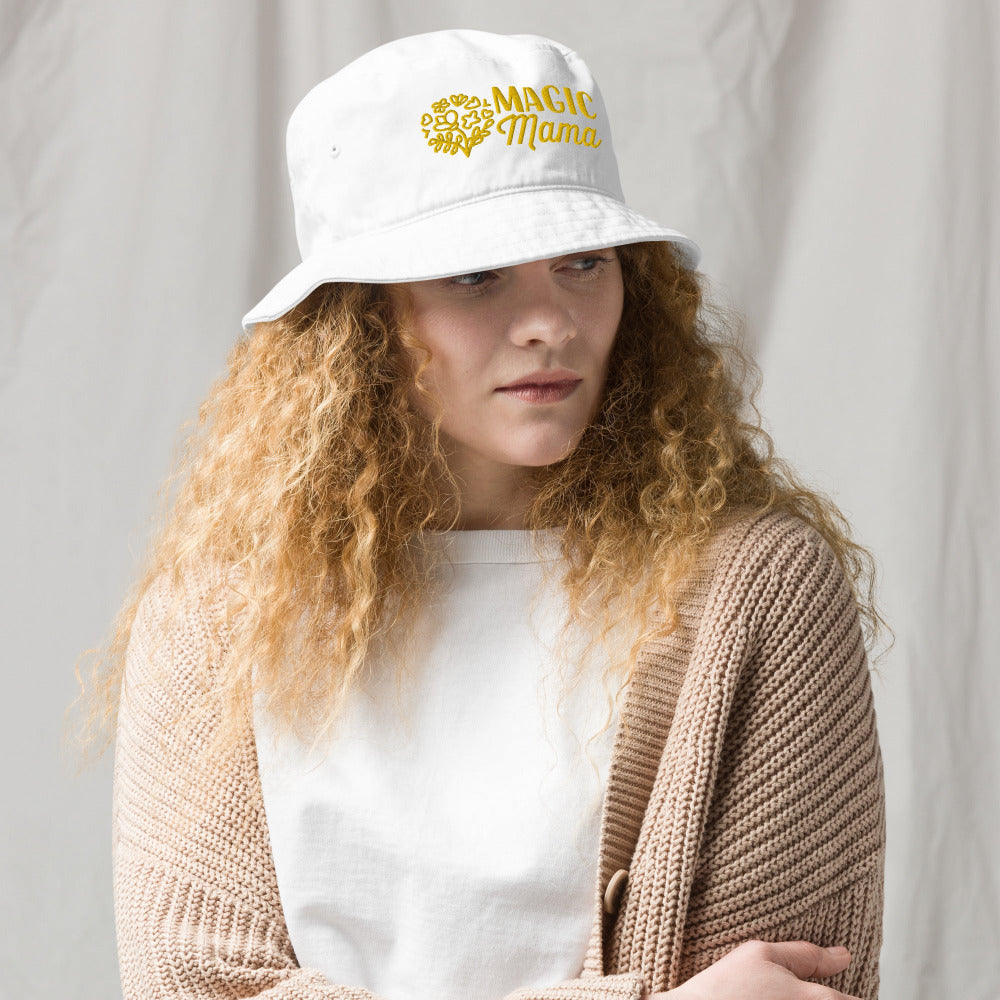 Magic Mama Embroidered Organic Cotton Bucket Hat - Bio White Color - https://ascensionemporium.net