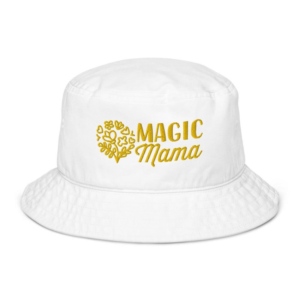 Magic Mama Embroidered Organic Cotton Bucket Hat - Bio White Color - https://ascensionemporium.net