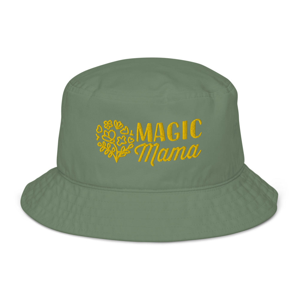 Magic Mama Embroidered Organic Cotton Bucket Hat - Dill Green Color - https://ascensionemporium.net