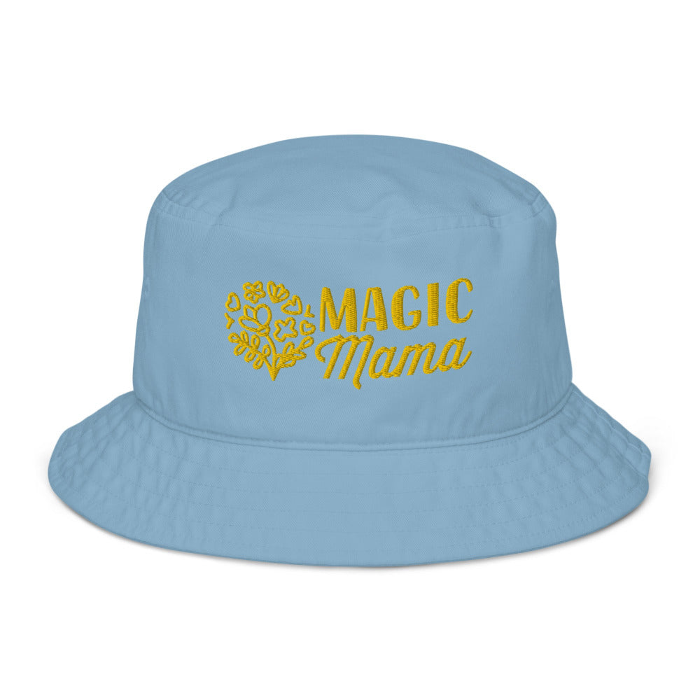 Magic Mama Embroidered Organic Cotton Bucket Hat - Slate Blue Color - https://ascensionemporium.net