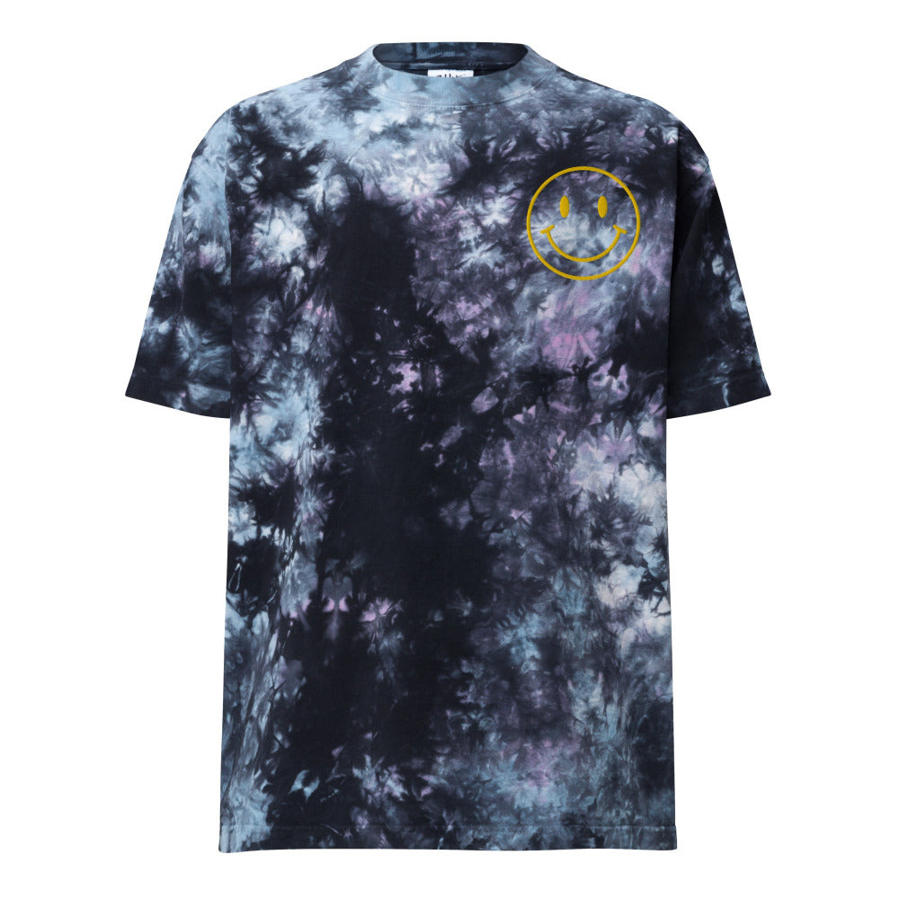 Happy Smiley Face Embroidered Oversized Tie Dye TShirt - Milky Way Color - https://ascensionemporium.net