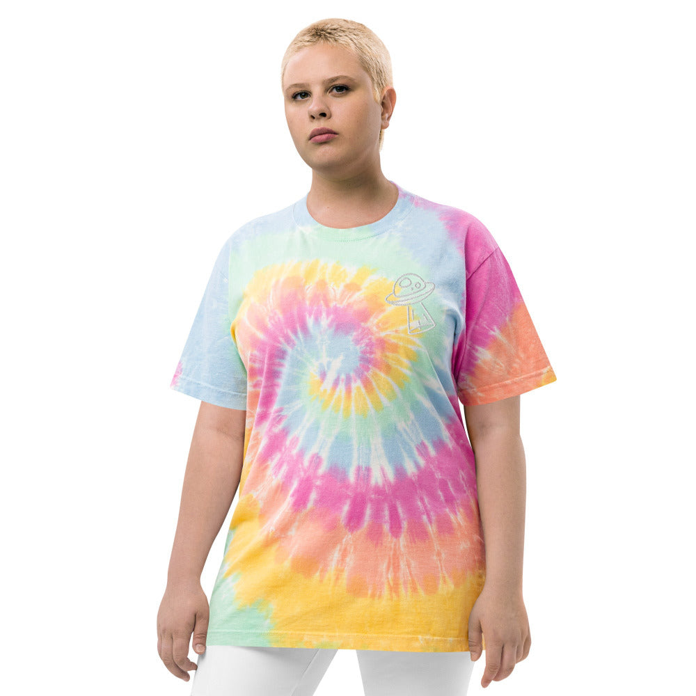 Flying Saucer UFO Embroidered Oversized Tie Dye TShirt — https://ascensionemporium.net