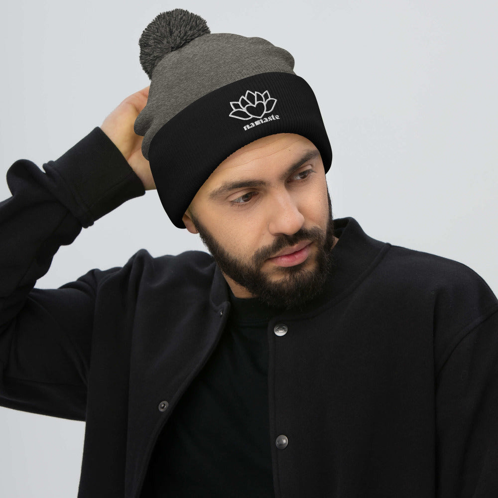 Namaste Pom-Pom Beanie - Dark Heather Grey/Black