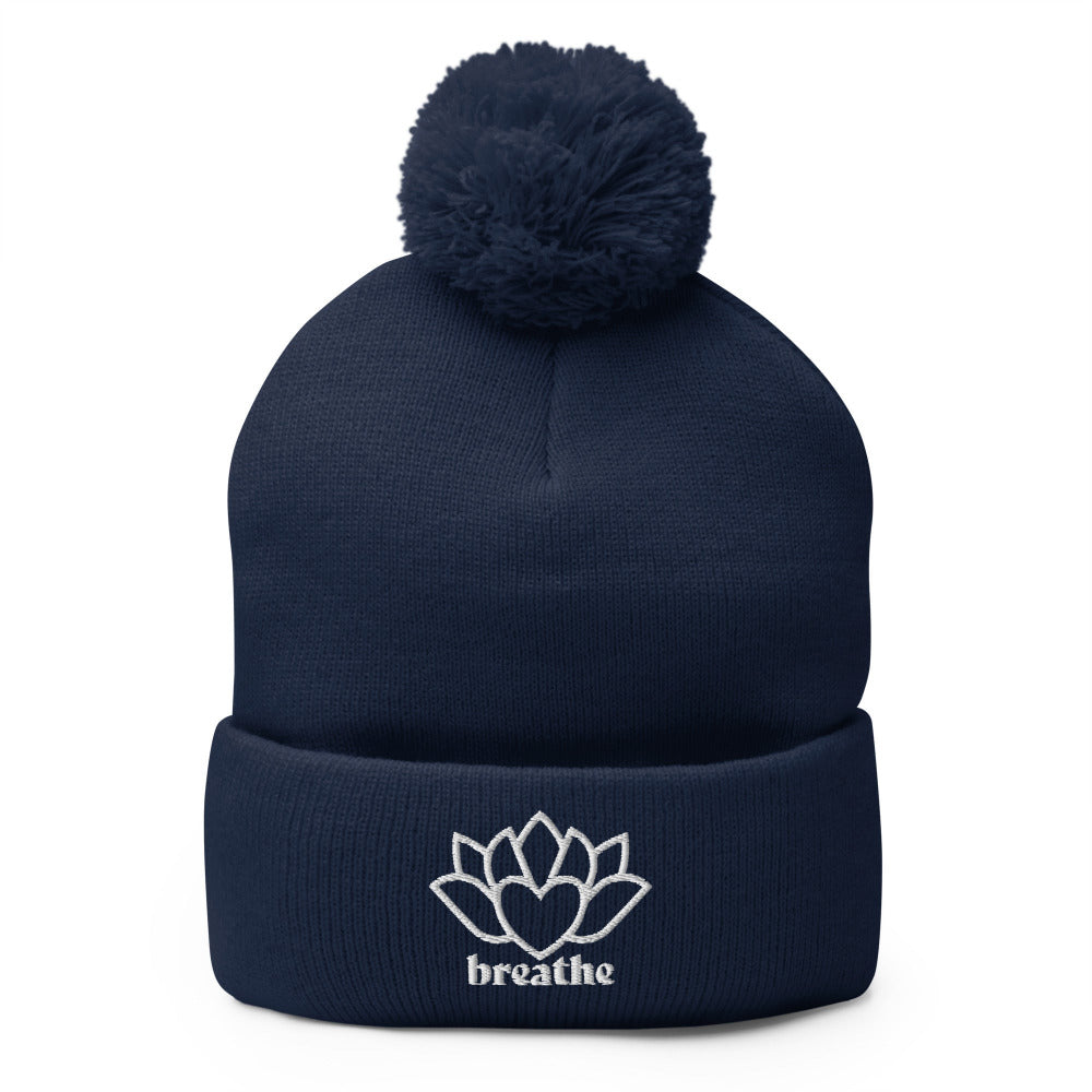 Breathe Pom-Pom Beanie - Navy